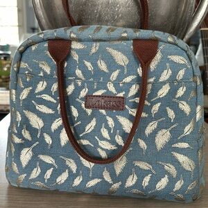 LOKASS Lunch Bag Cooler Insulated Lunch Box Tote Bag Soft Liner Women Blue/Gold